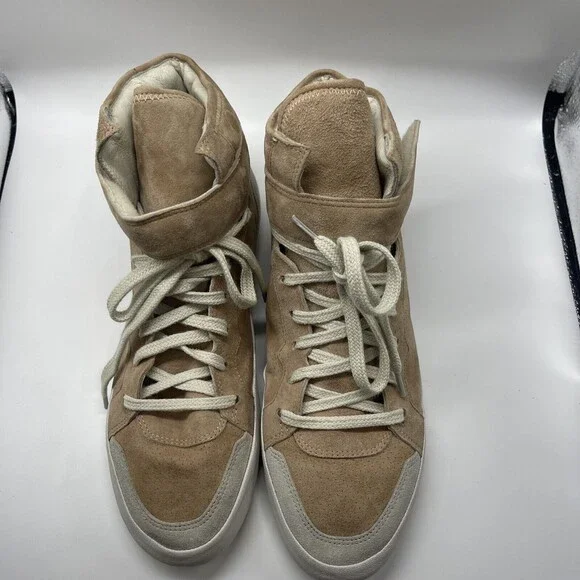 Isabel Marant Etoile Bessy Suede Leather Blush Hightop Sneakers Sz 40 - Picture 4 of 12